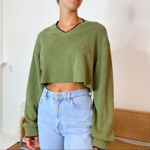 Tommy Hilfiger crop khaki green sweater